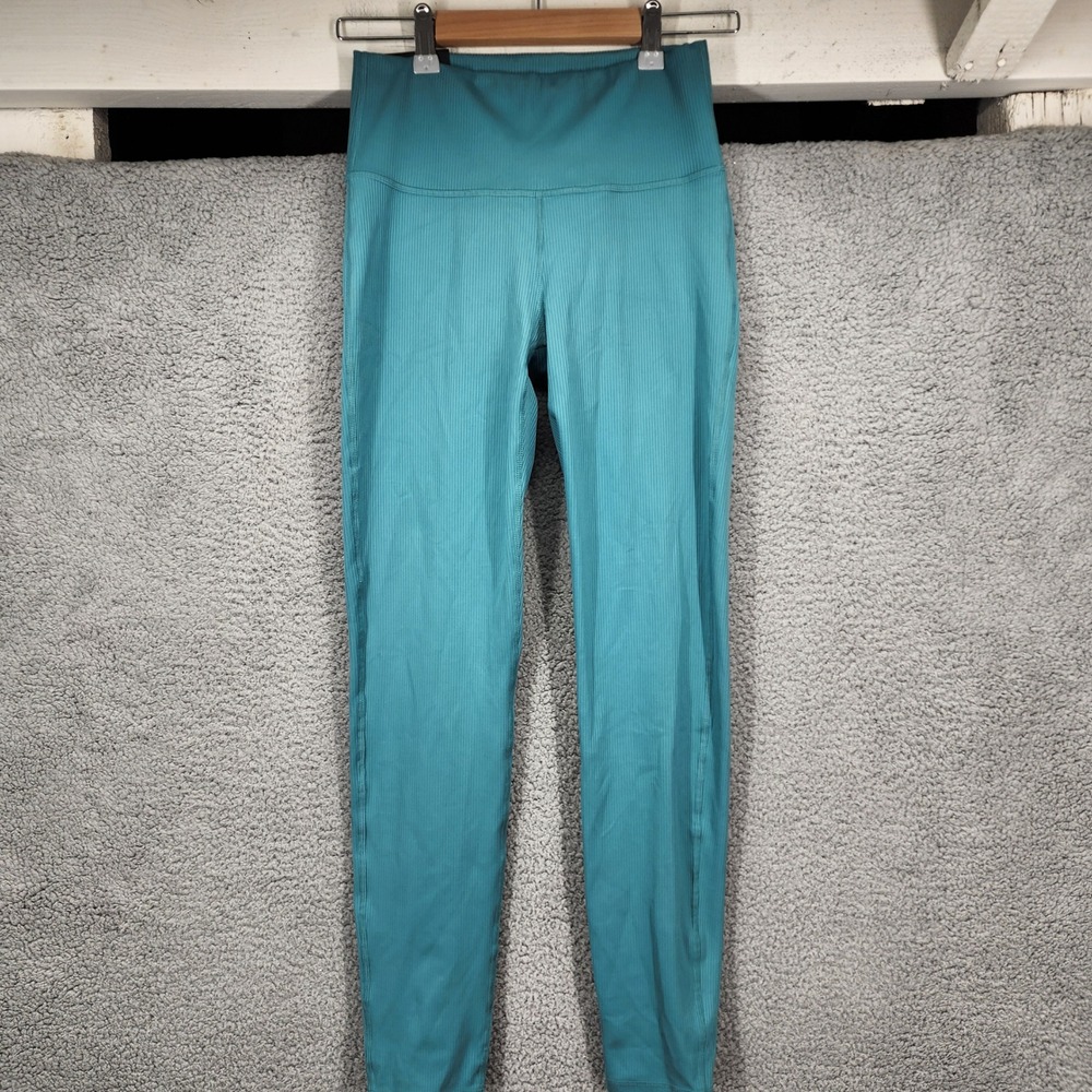 J Lindeberg Elisa Leggings Teal Ribbed‎ High Waist Athleisure Womens Size Small